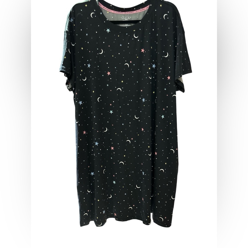 Star and Moon Print Black Dress